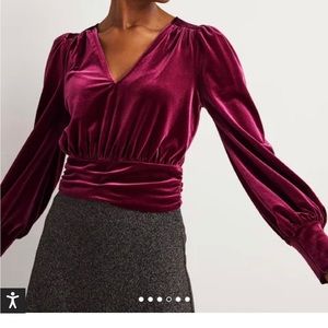Beautiful velvet blouson BODEN top in mulled wine - worn once